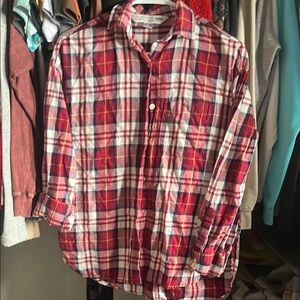 Old Navy Red and White Button Down Shirt